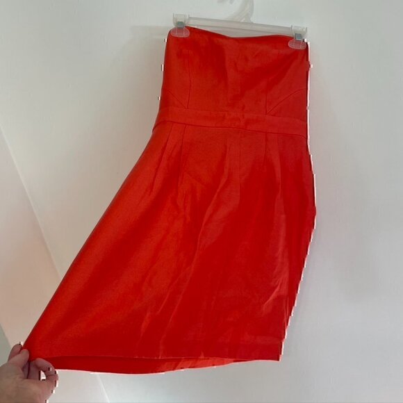 COOPERATIVE URBAN OUTFITTERS Bright Coral Orange Strapless Mini Sheath ? Dress - Picture 7 of 12